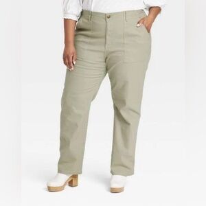 Knox Rose Straight Leg Olive Green Pants Size 1X